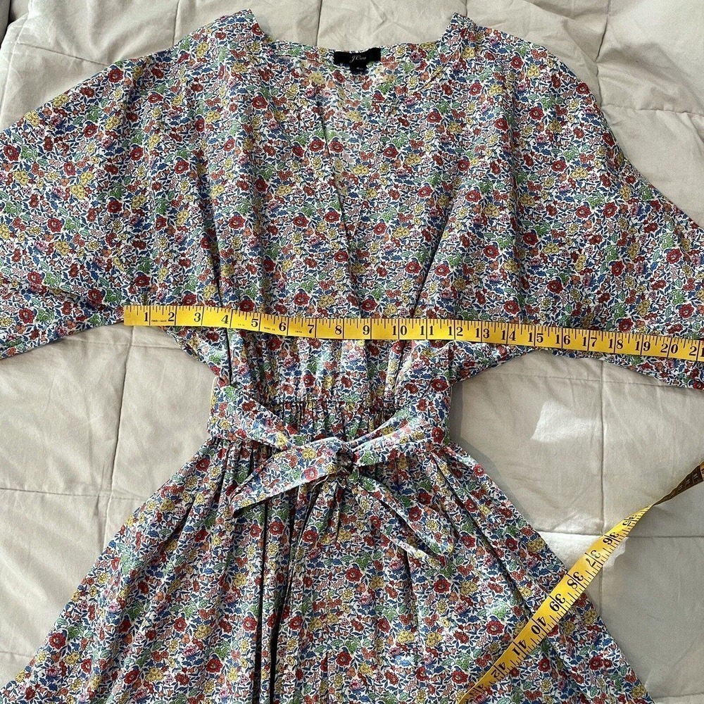 J. Crew Dress Tie-Waist Mini Dress Size S Ditsy Floral L7113 Dolman 3/4 … - Picture 5 of 9